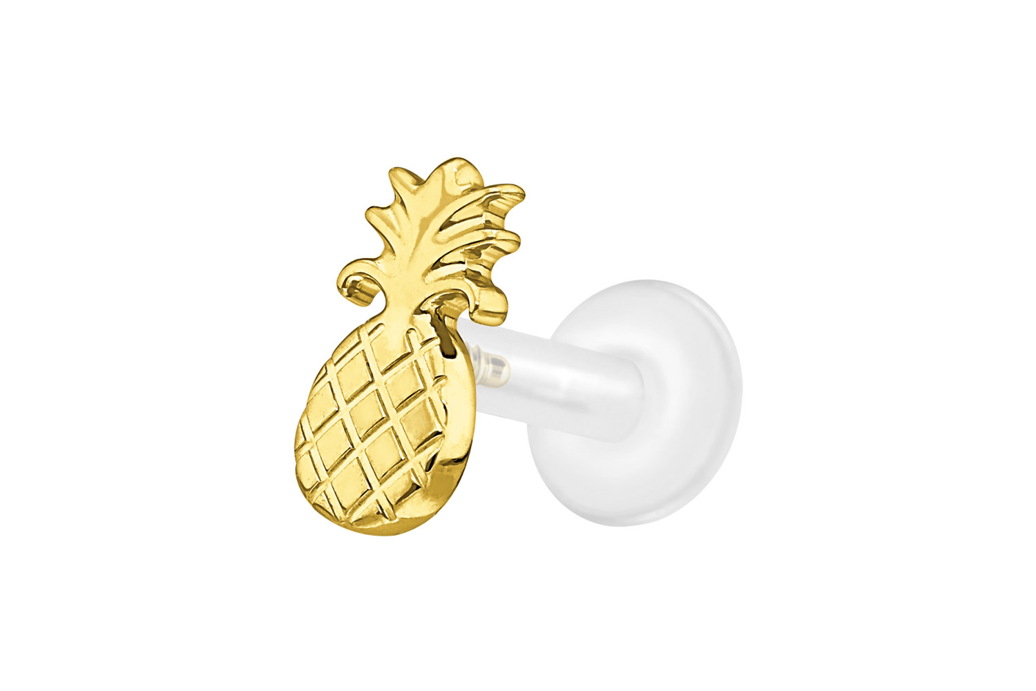 PTFE Labret Piercing mit Innengewinde + Titan-Aufsatz ANANAS